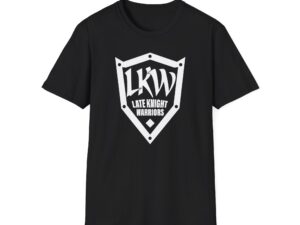 Late Knight Warrior Logo: Unisex Softstyle T-Shirt