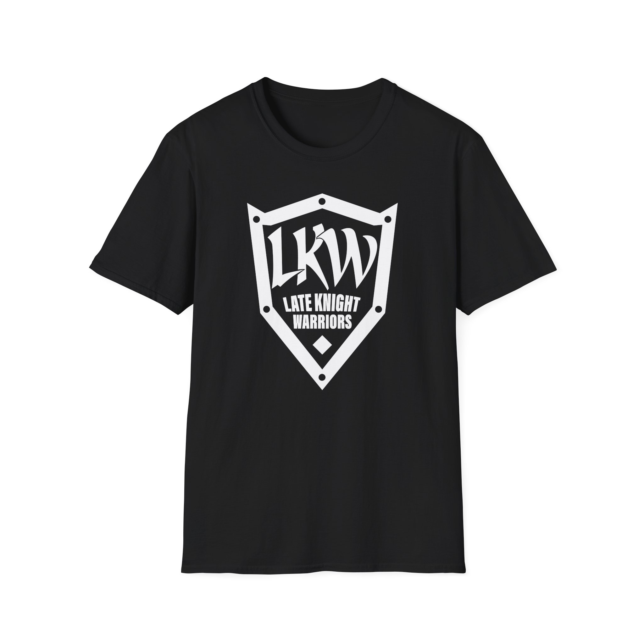 Late Knight Warrior Logo: Unisex Softstyle T-Shirt